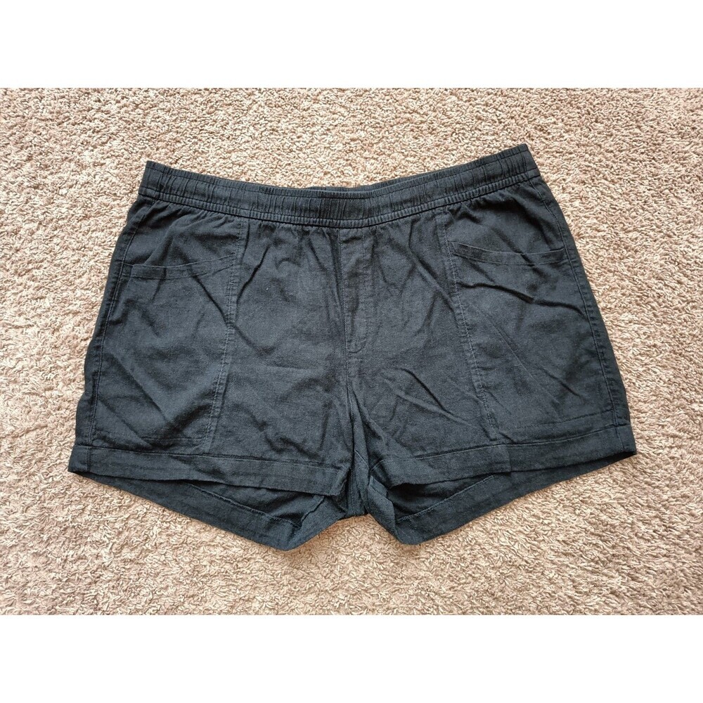 Old Navy Linen Shorts Women's Size XL High Rise Draw String Black Pull On